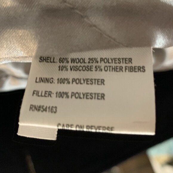 CALVIN KLEIN BLACK Wool Blend PEA COAT Hooded JACKET Quilted Lining SZ 2 - Picture 8 of 9